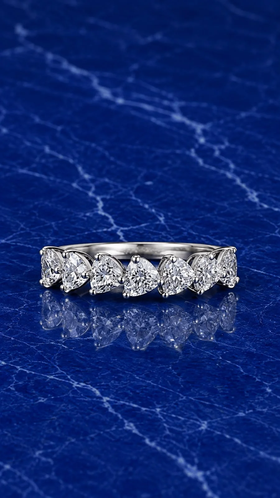 Heart-shaped lab grown diamond half eternity band set in 14k gold